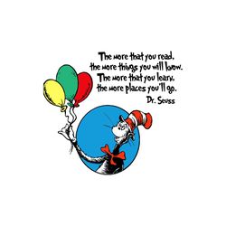 The More That You Read The More Things You Know Svg, Dr Seuss Svg, Cat In The Hat Svg, Dr Seuss Quotes, The Lorax Svg, L