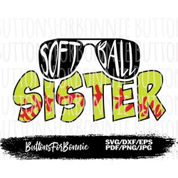 softball sister, shirt design, cut file, cricut, silhouette, softball sis svg, sunglasses svg, softball sis shirt, png,