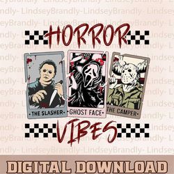 horror characters tarot cards png, horror vibes png, the ghostface the slasher the camper png