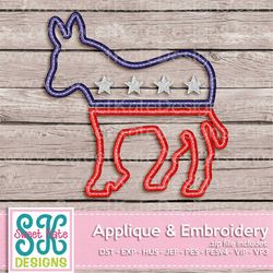 USA Political Party Symbol Democrat Donkey Applique Machine Embroidery - 3 sizes Includes SVG cut files for cutting your