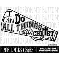 cheerleader svg, cheer scripture, megaphone scripture, philippian, bible verse, digital cutting file, cheerleader shirt,