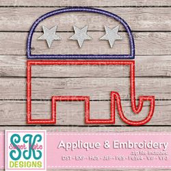 USA Political Party Symbol Republican Elephant Applique Machine Embroidery - 3 sizes Includes SVG cut files for cutting