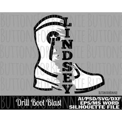 drill boot svg, template, drill mom svg, drill team shirt svg, cut file, iron on, cricut, name, drill team decal, drill