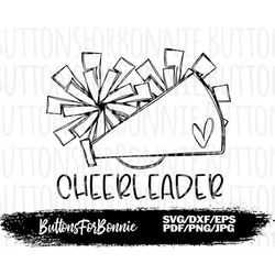 cheerleader svg, cheer poms, megaphone, doodle, shirt design, digital cutting file, iron on, cricut, silhouette, sublima