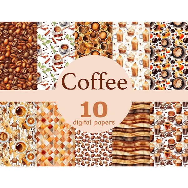Coffee Digital Paper Espresso Patterns Inspire Uplift