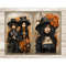 Halloween Watercolor Junk Journal Pages. Vintage Gothic Diary Pages. A black brunette in a Victorian dress and a hat with orange flowers. Black children in Hall