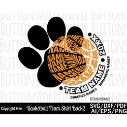 basketball svg, basketball team svg, back of shirt svg, team members svg, cut file, basketball shirt design, cricut, sil