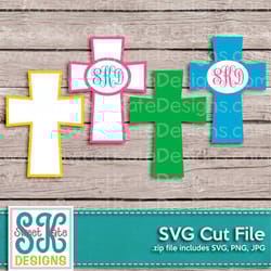 crosses with monogram option svg jpg png can be a scrapbook die cut or heat transfer vinyl cut - instant download sweet