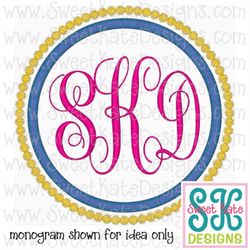 Round Scallop Frame 3' 4' 5' Applique Machine Embroidery File 3 sizes Monogram Instant Download with SVG cut file