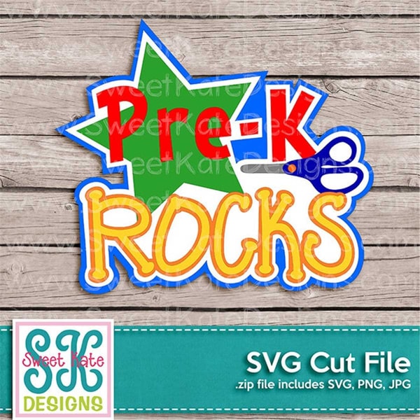 Pre-K Rocks SVG JPG Png School Scrapbook Title Die Cut or He | Inspire ...