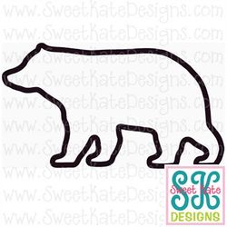 Bear Silhouette Applique Machine Embroidery File 3 sizes Instant Download with SVG cut file