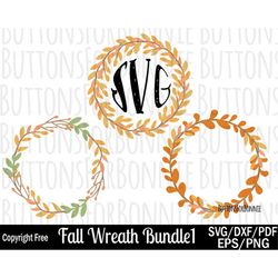 fall wreath svg, wreath svg, fall leaves svg, monogram wreath svg, monogram, autumn svg, leaves, cutting file, cricut, w