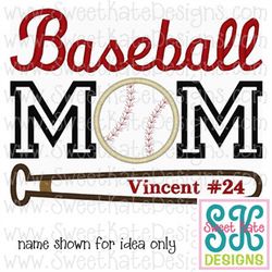 Baseball Mom Applique Machine Embroidery File 2 sizes Instant Download with SVG cut file