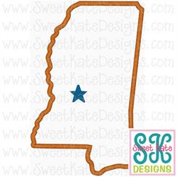 Mississippi Applique Machine Embroidery File 3 sizes Instant Download with SVG cut file