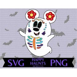 Sugarskull ghost SVG, easy cut file for Cricut, Layered by colour