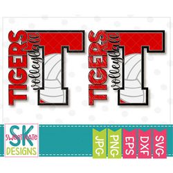 tigers, volleyball, svg dxf, eps, cricut cut file, silhouette cut file, jpg, png, htv, scrapbook die cut, tiger, sweet k