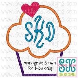 Cupcake can add monogram Applique Machine Embroidery File 3 sizes Instant Download with SVG cut file