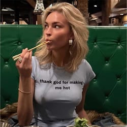 thank god for making me hot funny y2k 2000's celebrity inspired meme tshirt