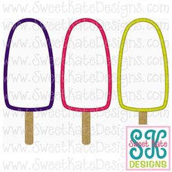 Three Popsicles Applique Machine Embroidery File 3 sizes Instant Download with SVG cut file