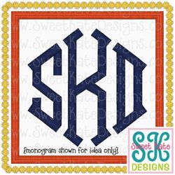 Square and Scallop Frame 3' 4' 5' Applique Machine Embroidery File 3 sizes Instant Download with SVG cut file