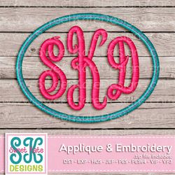 Simple Oval Monogram Frame 3' 4' 5' Applique Machine Embroidery 3 sizes Instant Download Includes SVG cut files for cutt