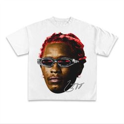 young thug t-shirt | rap tee concert merch kanye thugger slime season | white red rare hip hop graphic print |