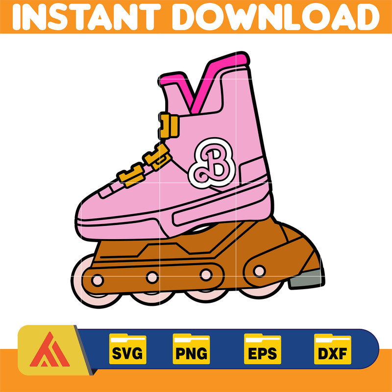 Barbi Icons Rainbow Inline Skate Flamingo Palm Ice Cream Sun, SVG PNG Clipart Digital Download (11).jpg