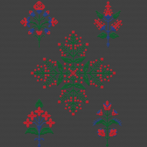 flowers ornament cross stitch pattern -2