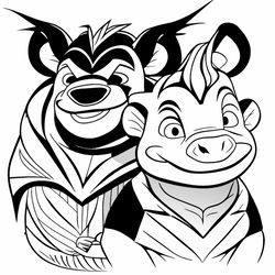 Coloring for children Timon and Pumbaa from Disney 1