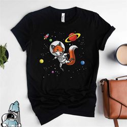 astronaut shirt, fox shirts, fox in space shirts, outer space gift, astronaut gifts, fox gifts, fox art, funny shirts, f