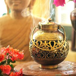 antique kalash dhoop pot- handmade incense holder dhoop dani | candle holder | home decor