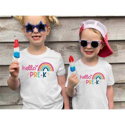hello pre-k grade shirt, first day of school shirt, back to school shirt, kindergarten, first grade, pre school shirt, p