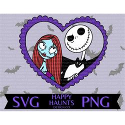 jack and sally svg, easy cut file for cricut, layered by colour
