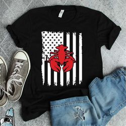 crawfish shirt, crawfish boil, crawfish party, crawfish t-shirt, american flag, crawfish flag shirt, new orleans louisia