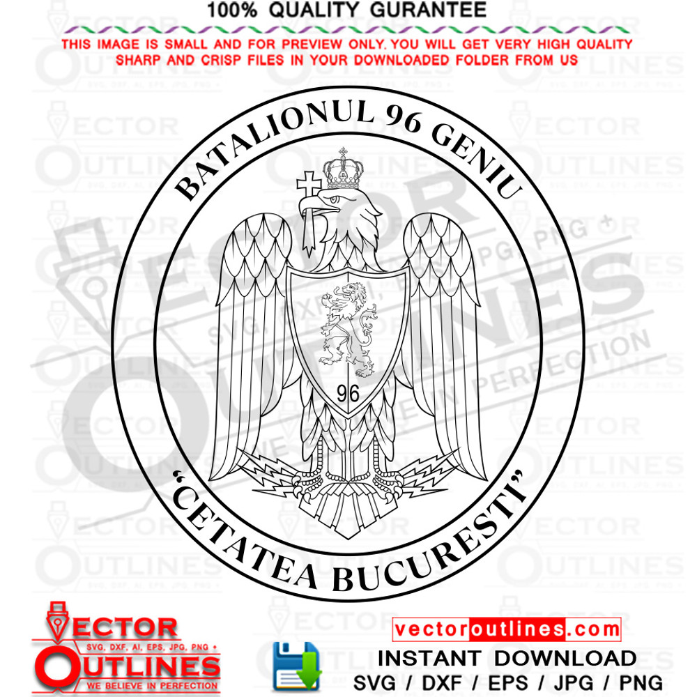 BATALIONUL 96 GENIU Svg vector outline black line art cnc cutting, cnc router, fiber laser, metal wood engraving cricut, ezcad file.jpg