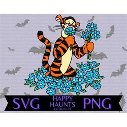 floral tigger svg, easy cut file for cricut, layered by colour