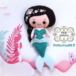 Mermaid felt pattern, Felt sea animals pattern, Felt toy patterns, Felt pattern PDF, Sea creatures pattern