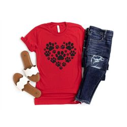 heart paw shirt, dog lover shirt, dog person gift, dog paw shirt, paw print shirt, animal lover shirt, paw love tee, pet