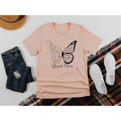 butterfly blessed mama shirt, blessed mama shirt, butterfly mama tshirt, blessed mom shirt, blessed mama tee, mothers da