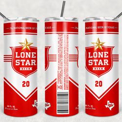 Lone Star Beer Tumbler Wrap Design - PNG Sublimation Printing Design - 20oz Tumbler Designs.