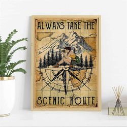 Photographer Always Take The Scenic Route Poster, Photograph Lover Gift, Photography Wall Art, Camera Lovers Gift