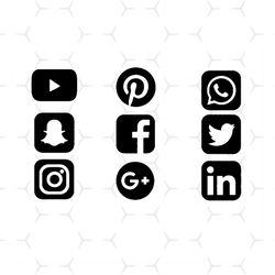 social media symbols svg, brand svg, youtube svg, printerest svg, whatsapp svg, twitter svg, facebook svg, google plus s
