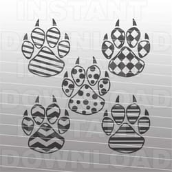patterned paw prints svg file,tigers svg,panthers svg,wildcats svg,bears svg -commercial & personal use- vector svg for