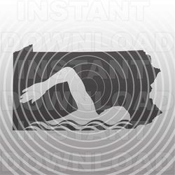 swimming svg file,swimmer svg,pennsylvania svg -vector art commercial & personal use- cricut,silhouette,cameo,vinyl deca