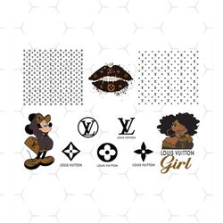 louis vuitton pattern bundle svg, brand svg, louis vuitton svg, louis vuitton girl svg, mickey mouse svg, louis vuitton