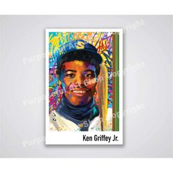 ken griffey jr limited edition graffiti art canvas - griffey rookie card original painting