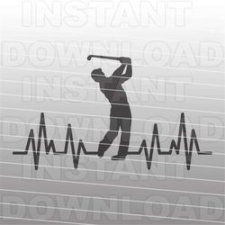 male golfer svg file,golfer ekg heartbeat svg file -commercial & personal use- vector art for cricut,silhouette cameo,ir