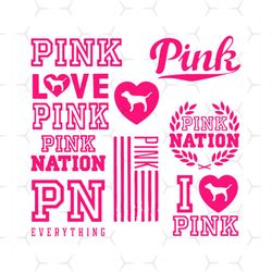 love pink bundle svg, trending svg, pink svg, pink nation svg, american flag symbol svg, love pink dog svg, pink everyth
