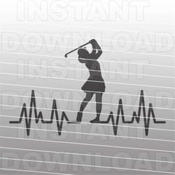golf svg file,woman golfer svg,golf ekg heartbeat svg,golfing svg -vector art commercial & personal use- cricut,silhouet