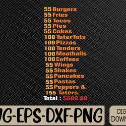 55 burgers 55 shakes 55 fries think you should leave funny svg, eps, png, dxf, digital download